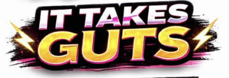 cutom sticker saying it takes guts