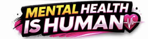 custom sticker saying mental health is human